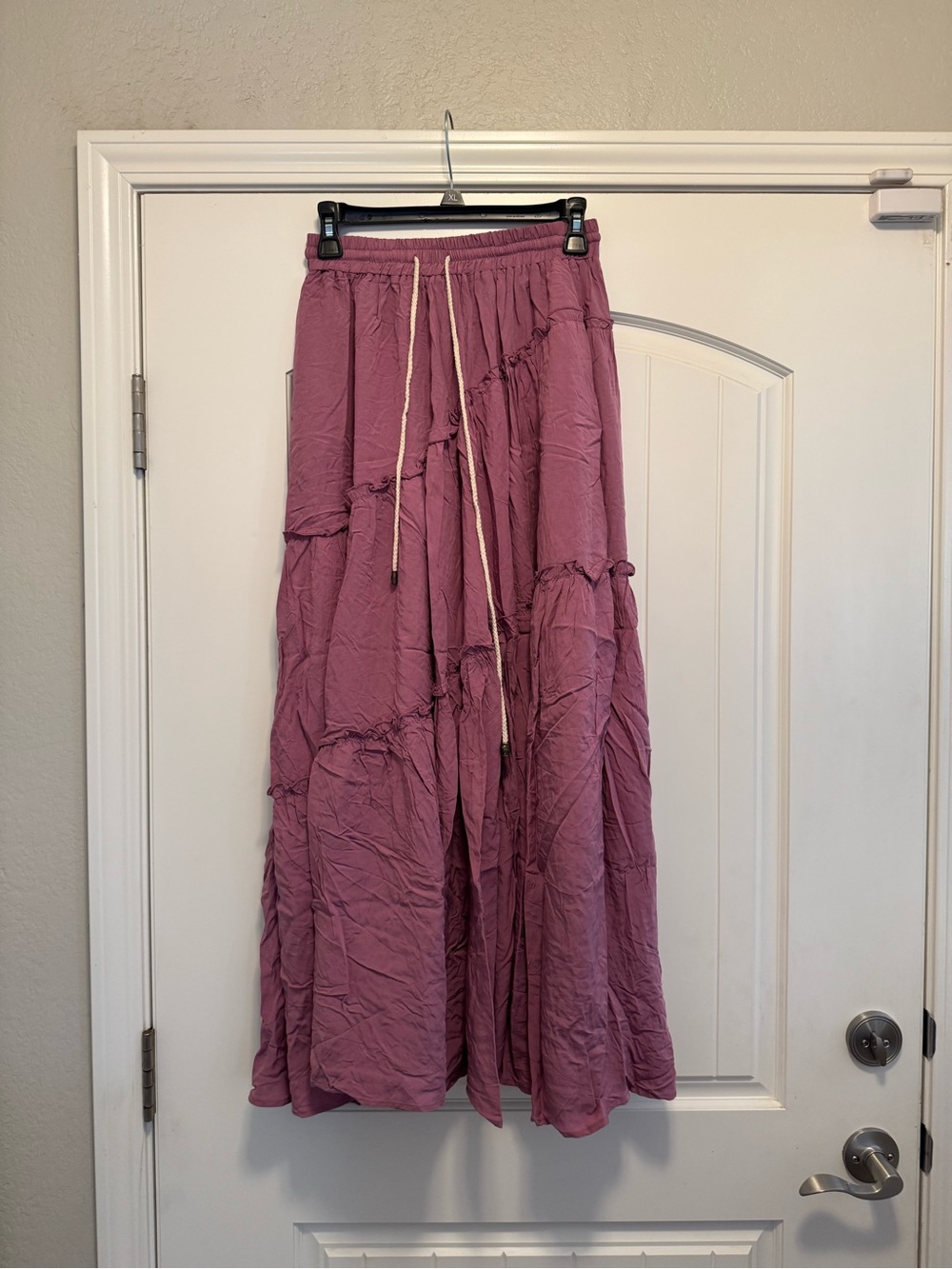 Scarlet Darkness Cottagecore Tiered Maxi Skirt Mauve Pink Small